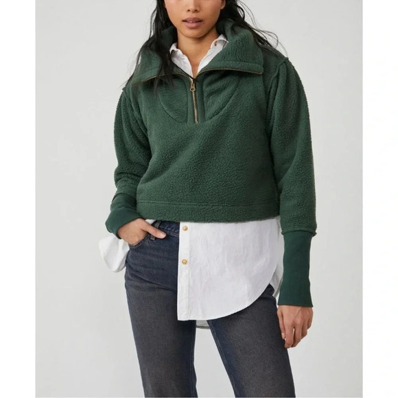 FREE PEOPLE poppy pullover in forest pine size L - Picture 1 of 13